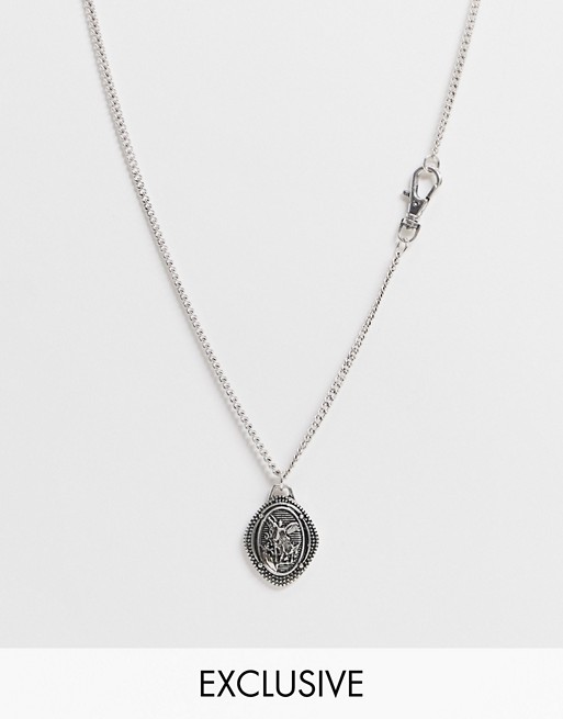 Reclaimed Vintage Inspired the St Chris pendant necklace with clasp in silver tone