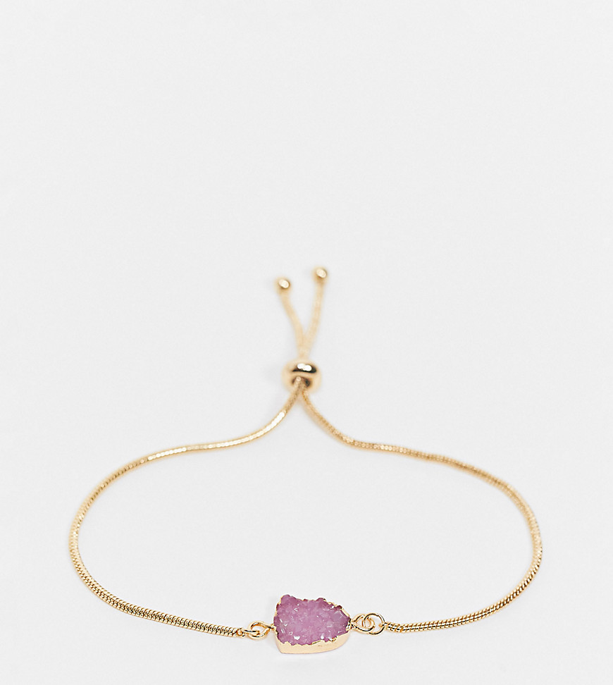 Reclaimed Vintage Inspired toggle bracelet with lilac stone in gold