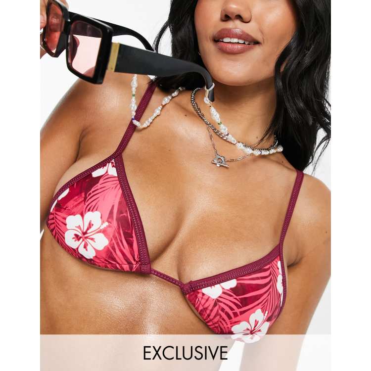 MULTI Asos Donna Sport & Swimwear Costumi da bagno Bikini Bikini a Triangolo Top bikini a triangolo con stampa hawaiana Inspired 