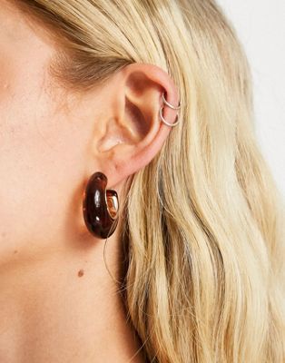 Reclaimed Vintage inspired tort earring