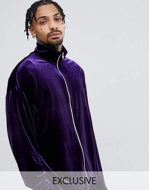Purple velvet tracksuit cheap