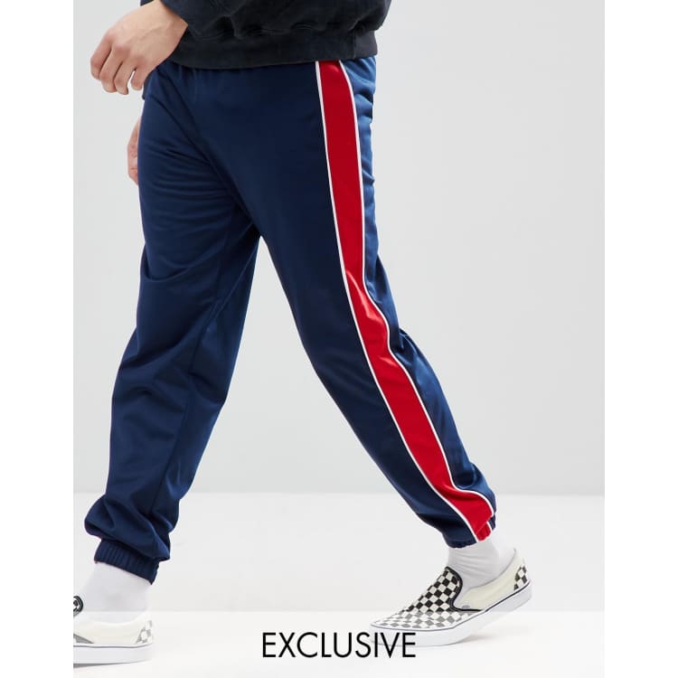 Navy pants with red stripe shop