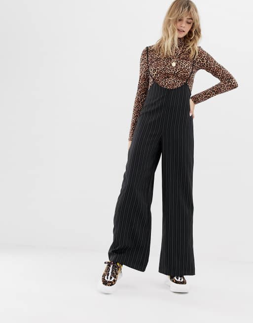 Reclaimed Vintage inspired trousers with braces in pinstripe
