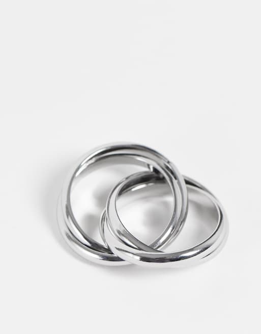 Reclaimed Vintage Inspired ultimate chunky cross ring in silver, 4 of 4