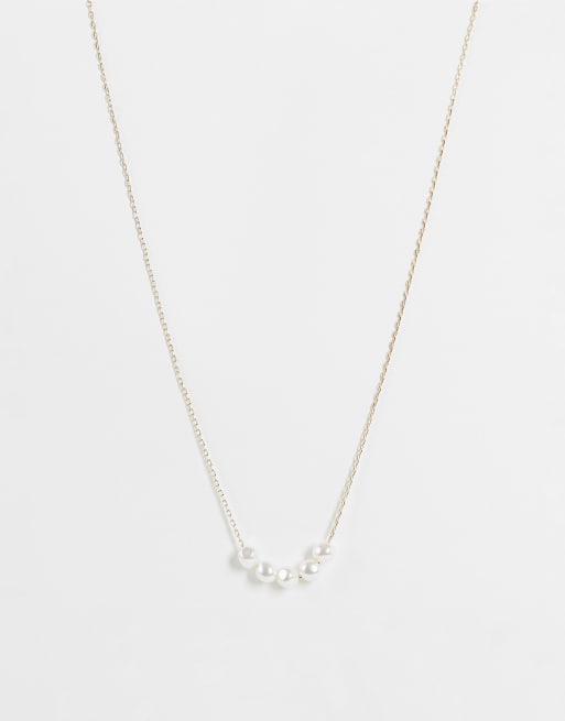 Reclaimed Vintage Inspired - Uniseks buikketting met parels in goud