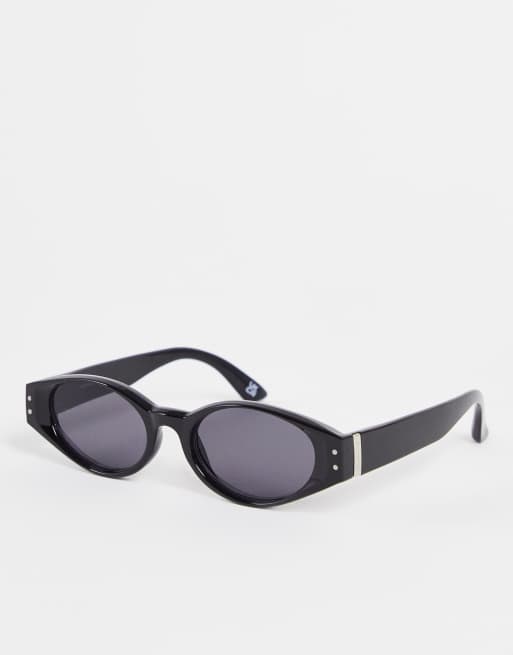 Reclaimed Vintage Inspired - Uniseks ovale zonnebril in jaren 00 stijl in zwart