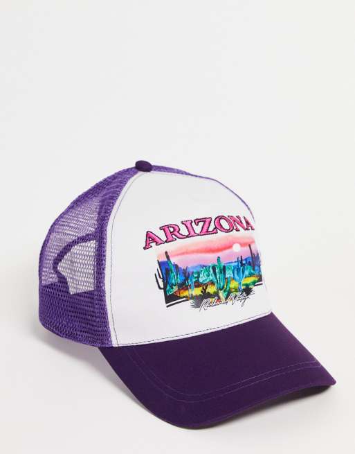 Reclaimed Vintage - Inspired - Uniseks truckerpet met Arizona-print in paars 