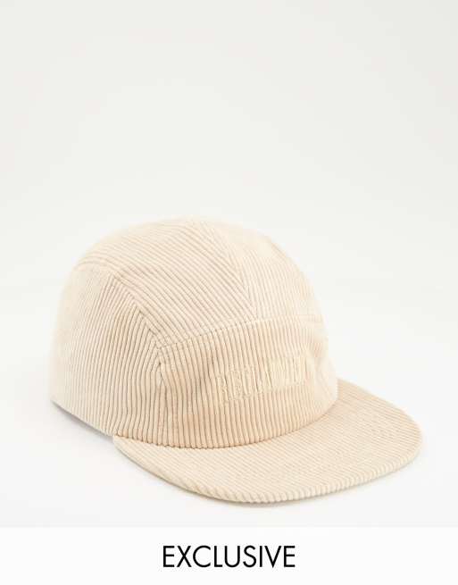 Reclaimed Vintage Inspired unisex 5 panel logo cap in stone cord 