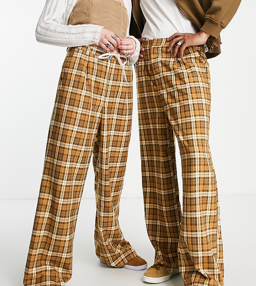 Reclaimed Vintage Inspired unisex baggy plaid pants-Multi