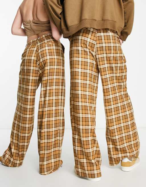 Retro plaid cheap pants