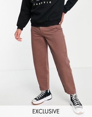 Reclaimed Vintage inspired unisex barrell leg jean brown - ASOS Price Checker