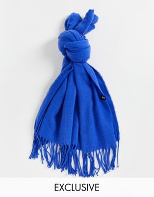 Reclaimed Vintage inspired unisex blanket scarf in cobalt blue