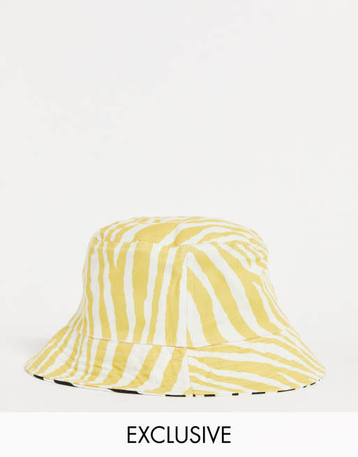 Reclaimed Vintage Inspired unisex bucket hat in reversible zebra print co-ord