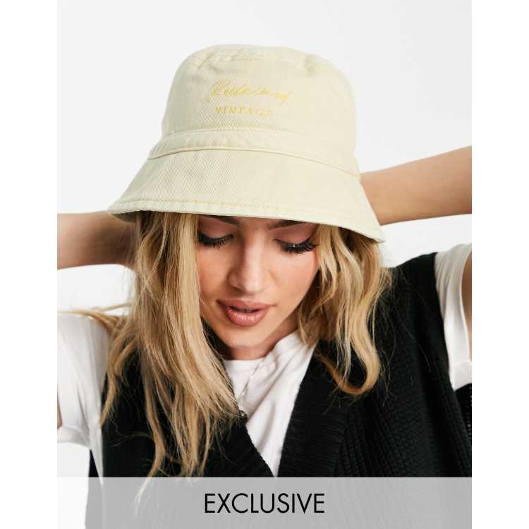 Reclaimed Vintage Inspired unisex bucket hat with embroidery in