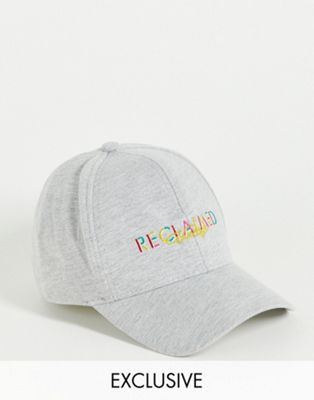 Reclaimed Vintage inspired unisex cap in grey marl with rainbow logo