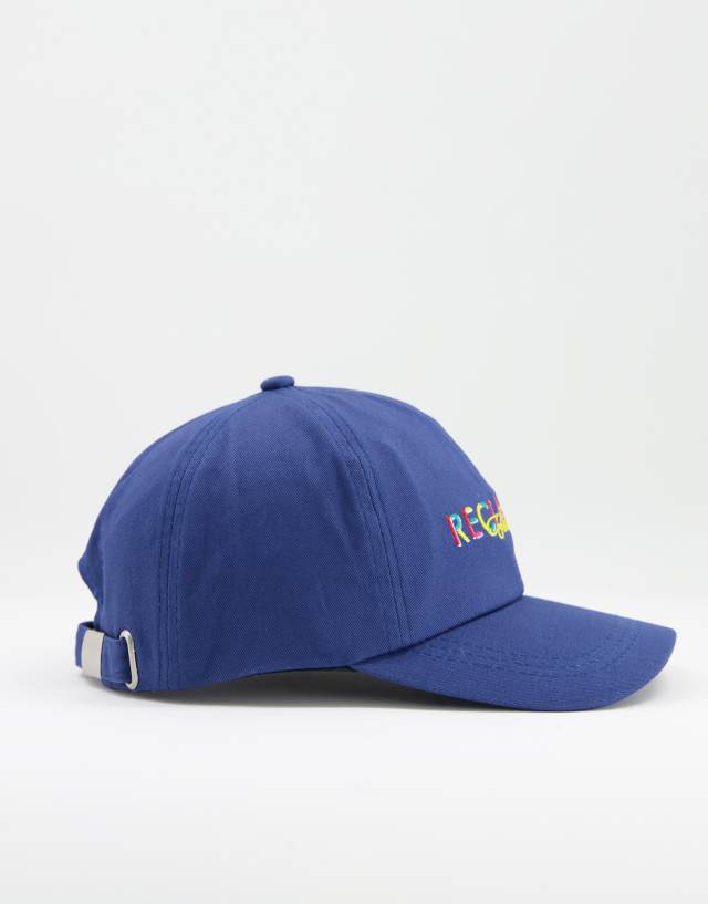 Reclaimed Vintage Inspired unisex cap with rainbow logo in navy 0