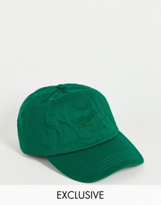 Reclaimed Vintage inspired unisex cap with script logo in forest green
