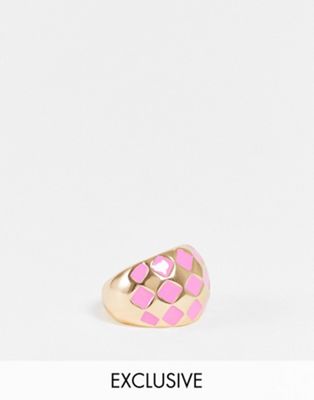Reclaimed Vintage inspired unisex chunky harlequin ring in lilac and gold - ASOS Price Checker