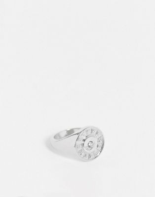 Reclaimed Vintage inspired unisex chunky overszied signet ring in silver