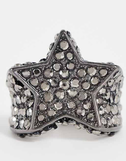 CHUNKY STAR RING W/CRYSTALS