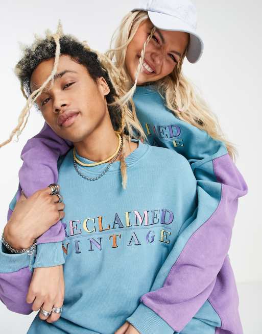 Vintage color new arrivals block sweatshirt