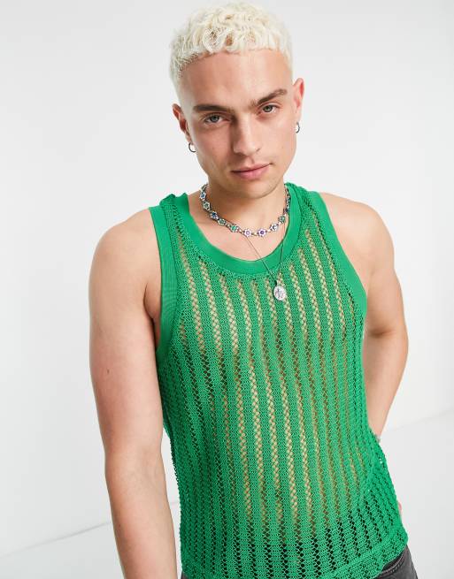 Reclaimed Vintage inspired unisex crochet vest in green ASOS
