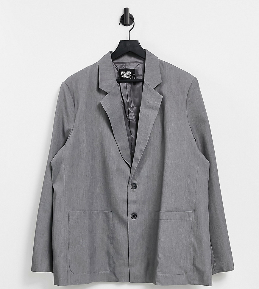 Reclaimed Vintage Inspired unisex dad blazer in gray-Grey