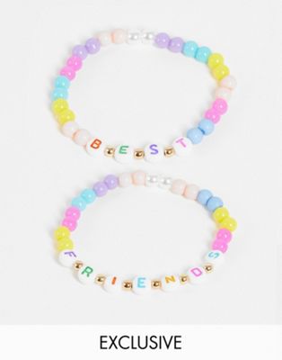 Reclaimed Vintage inspired unisex friendship bracelets in 90's fun beads 2 pack