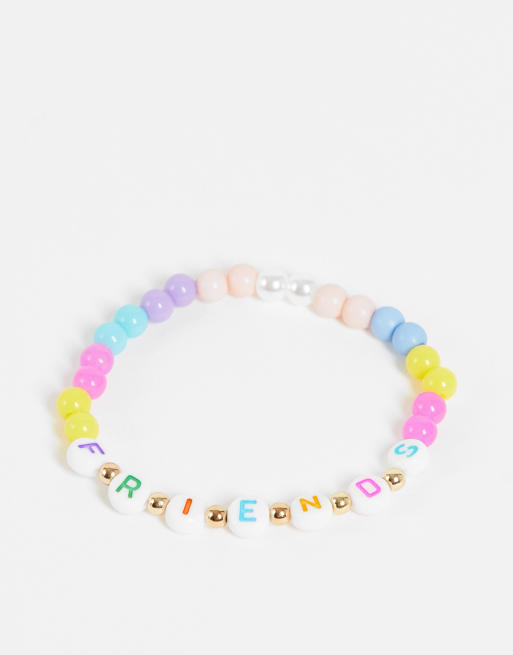 Reclaimed Vintage inspired unisex friendship bracelets in 90 s fun beads 2 pack