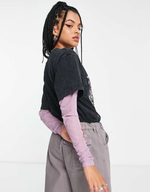 トップス 00s Sixh Long Sleeve Layered Tee archive Reclaimed Vintage Inspired unisex grunge cross long sleeve