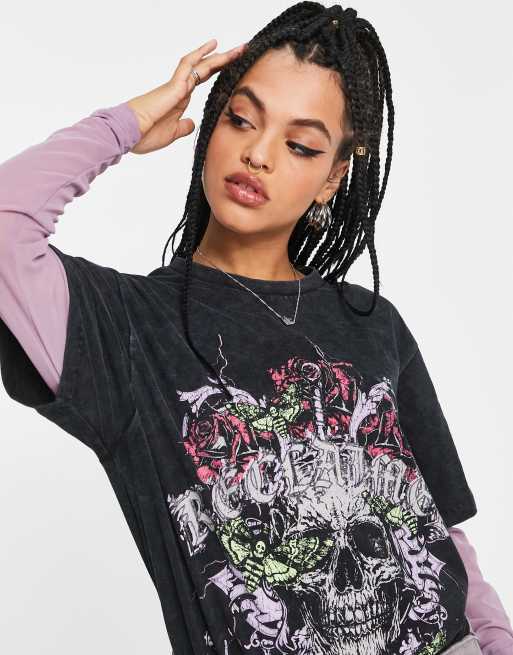 Reclaimed Vintage Inspired unisex grunge cross long sleeve layered