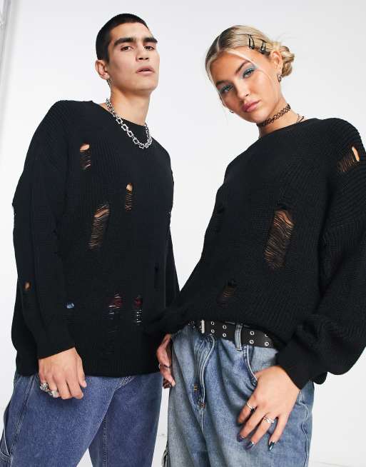 Reclaimed Vintage inspired unisex grunge distressed jumper