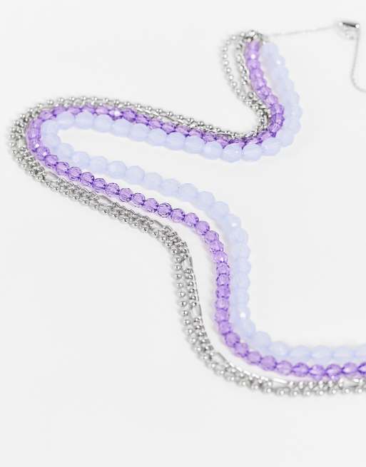 Reclaimed Vintage Inspired – Unisex-Halsketten in Silber mit Amethysten, 2 von 4