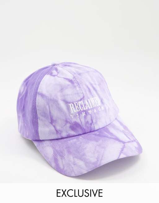 Reclaimed Vintage Inspired unisex hat with logo in tie-dye purple