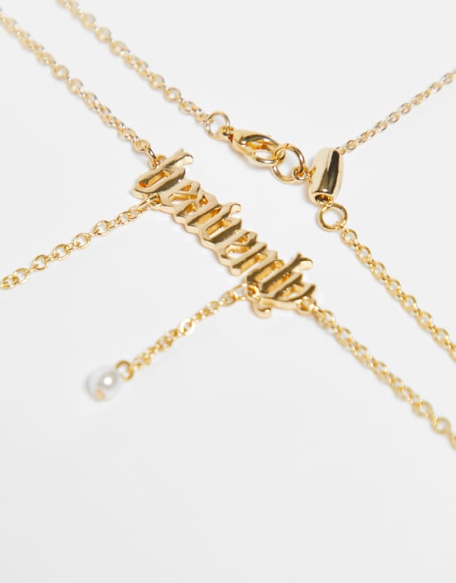 Reclaimed Vintage inspired unisex heavenly belly chain with pearls in gold 2