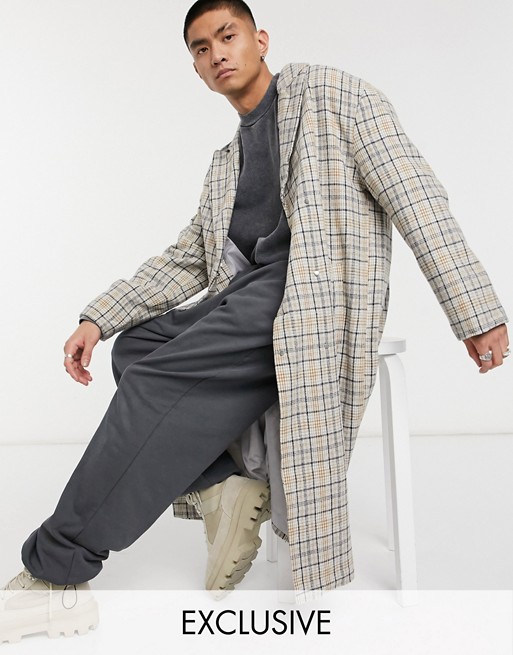 Reclaimed Vintage inspired unisex heritage check maxi coat
