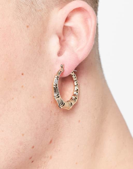 Reclaimed Vintage inspired unisex hoop earrings in gold ASOS