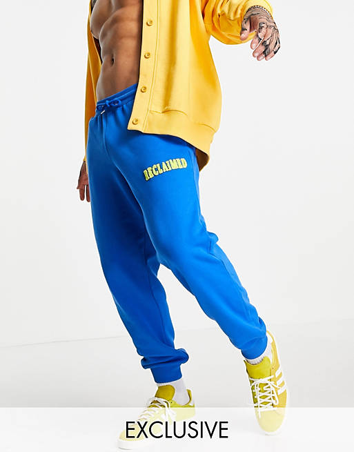  Joggers/Reclaimed Vintage inspired unisex jogger with logo in blue co-ord 