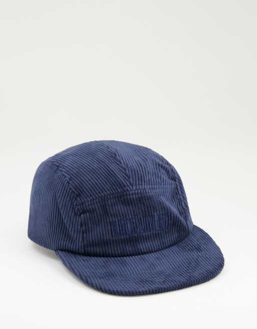 Reclaimed Vintage Inspired - Unisex kasket med 5 paneler i marineblå fløjl 