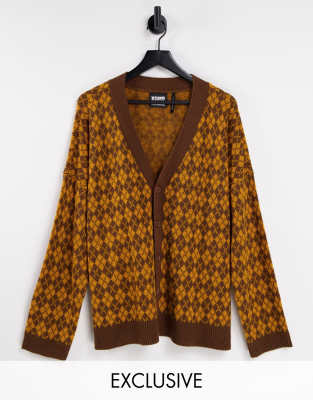 Reclaimed Vintage inspired unisex knitted cardigan in argyle - ASOS Price Checker