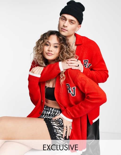 Round-Neck Red Emblem Cardigan Unisex main image 1
