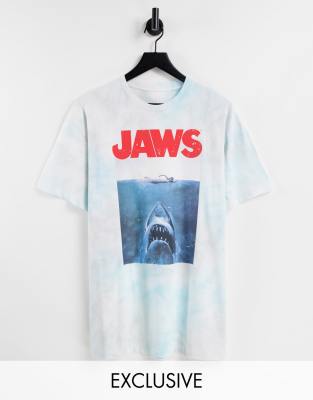 Reclaimed Vintage inspired unisex licenced jaws tie dye t-shirt