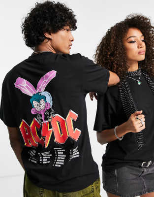 Reclaimed Vintage inspired unisex licensed ACDC t-shirt in black