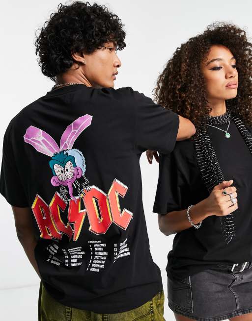 Reclaimed Vintage inspired unisex licensed ACDC t-shirt in black