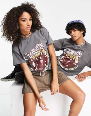 Reclaimed Vintage Inspired unisex licensed Aerosmith t-shirt in washed grey | ASOS