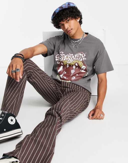 Reclaimed Vintage inspired unisex licensed Aerosmith t-shirt in washed grey, 3 of 4