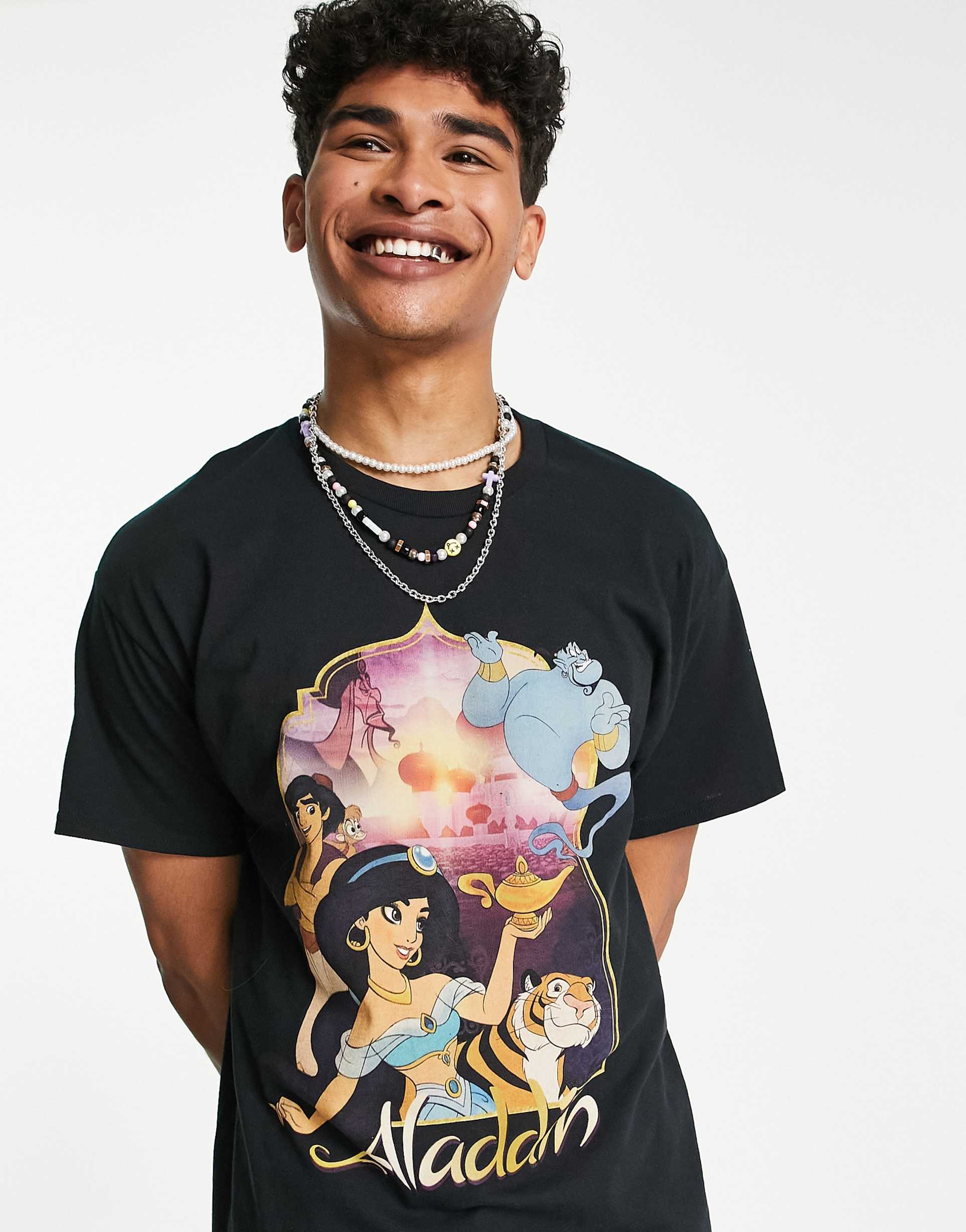 Reclaimed Vintage inspired unisex licensed Aladdin t-shirt in black
