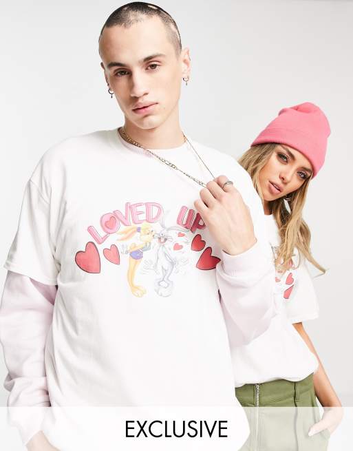 Reclaimed Vintage inspired unisex licensed Bugs Bunny valentines graphic t-shirt 