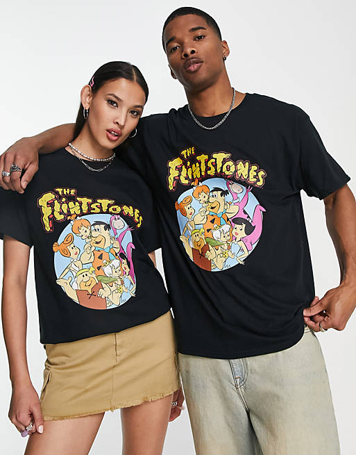 Reclaimed Vintage inspired unisex licensed Flintstones t-shirt in black |  ASOS