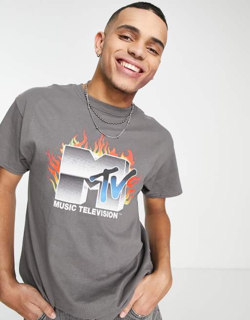 Reclaimed Vintage inspired unisex licensed MTV graphic t shirt in charcoal